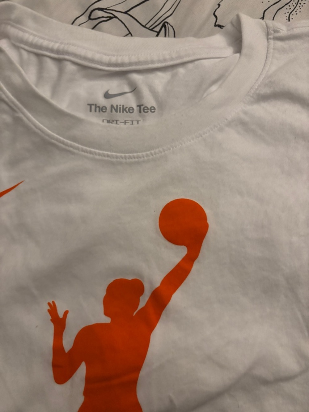 Nike White Tee with Orange Basketball Silhouette